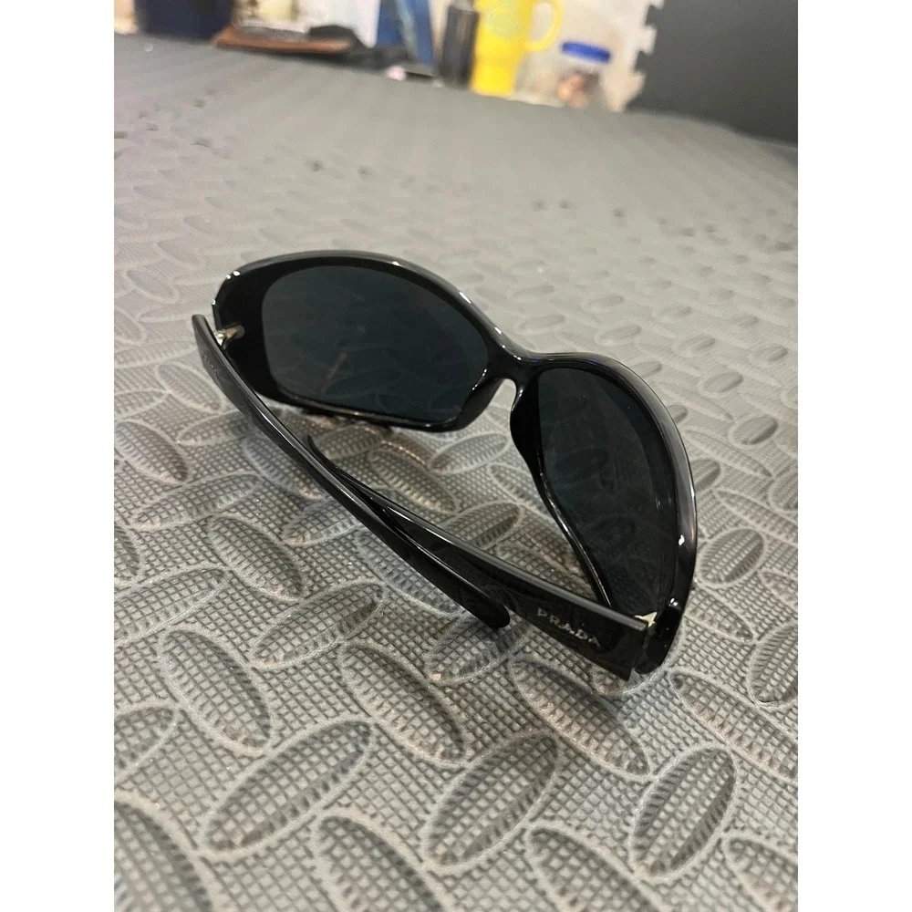 Prada Sunglasses Women 70-13-115 Black SPR04F 70013 1AB-1A1 Wrap Oval Italy